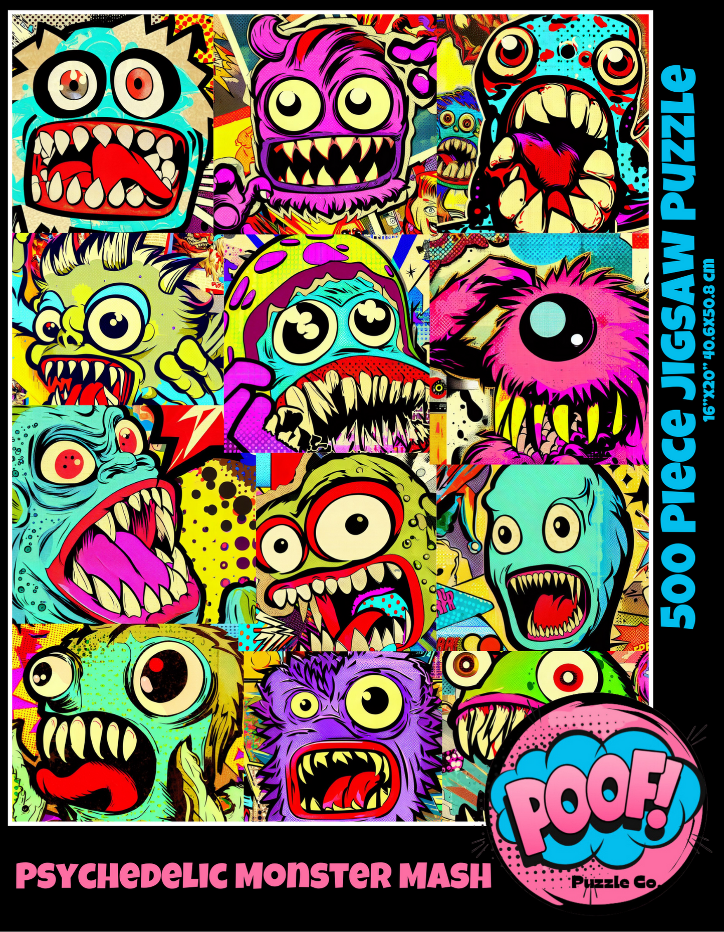 Poof Puzzles! Psychedelic Monster Mash 500 Jigsaw Puzzle